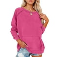 thumbnail image 1 of Women'S Casual Crewneck Sweatshirt, Raglan Sleeve Relaxed Fit With Front Pocket, Long All-Season Soft Top For Sporty Streetwear Wrm Winter Hoodie Country Outfits Hoodies (S, Hot Pink) ZMTing, 1 of 3