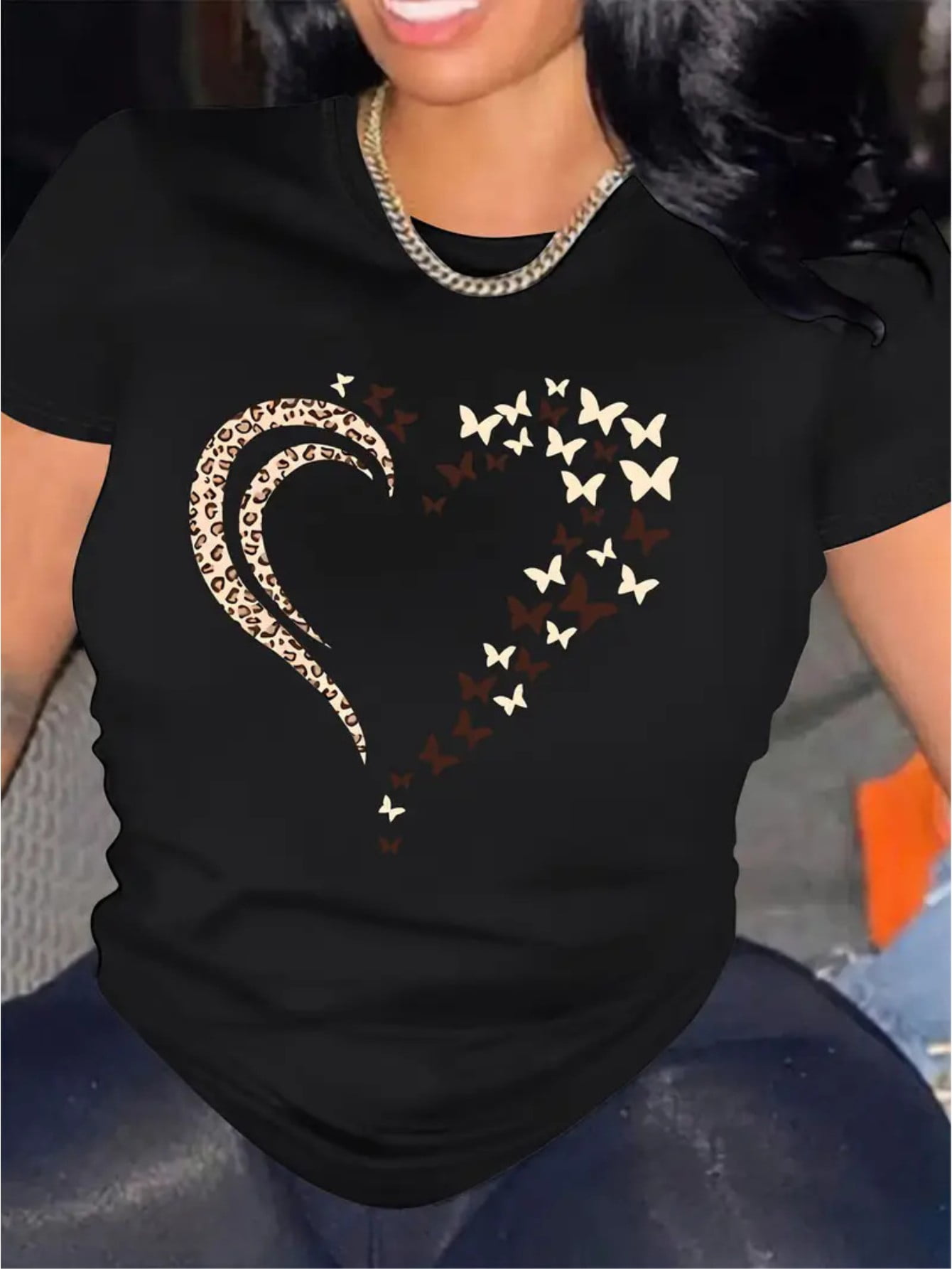 Comfortable long tee Heart Shape Printed main image 0