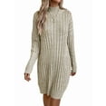 thumbnail image 1 of Women'S Casual High-Neck Long-Sleeved Knitted Dress Autumn and Winter Solid Color Pullover Hip Skirt  S, 1 of 7