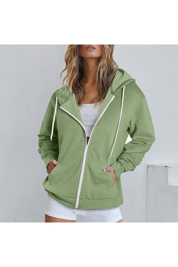 Women'S Casual Hooded Solid Color Zipper Pocket Top Long Sleeve Spring And Autumn Thin Sweatshirt Fashion Blouse Purdue Womens Coat Big And Tall Jacket Sweater Womens Lax Jacket Womens Workout Jacket