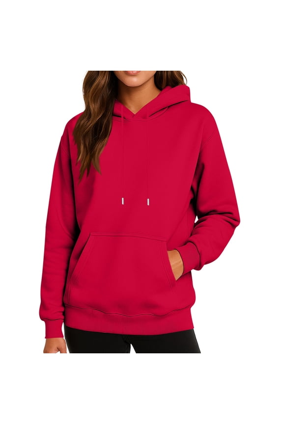 Women'S Casual Hoodie, Lightweight Long Sleeve Pullover With Kangaroo Pocket, Printed Relaxed Fit Sweatshirt For Everyday Fall Fashion Cherry Hoodie Wrm Tunic Sweater (M, Red) ZMTing