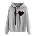 thumbnail image 1 of Women'S Casual Hoodies Classic Heartbeat Line Printing Print Long Sleeve Drawstring Pullover Sweatshirts Fall And Winter Lightweight Tops Gray L, 1 of 5