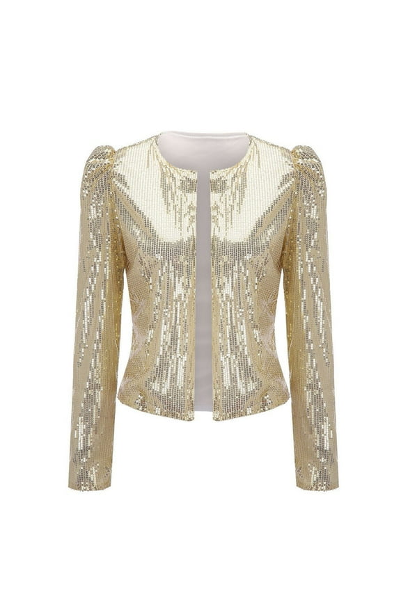 Women'S Casual Jackets L Fashion Sequin Sequins Sparkling Cardigan Jacket