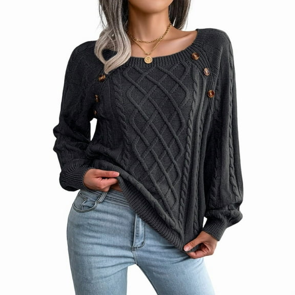 Women'S Casual Leopard Print Knitted Pullover Sweaters Long Sleeve Crew Neck Jumper Tops