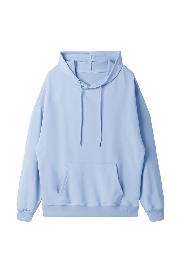 Women'S Casual Lightweight Hoodie, Long Sleeve Loose Fit Hooded Pullover With Kangaroo Pocket For Everyday Outwear Wrm Black Crewneck Mens Sweatshirt Zip Hoodie Sweater (S, Sky Blue) ZMTing