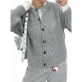 thumbnail image 1 of Women'S Casual Long Sleeve Crewneck Button Down Cardigan Sweater Knit Outwear Gray XL, 1 of 7