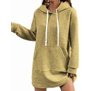 knit tweed dress Tweed check long sleeve dress – Ancosti main image 1