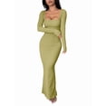thumbnail image 1 of Women'S Casual Long Sleeve Maxi Dress Spring Fall Square Neck Soft Lounge Long Bodycon Dress Grass Green M, 1 of 8