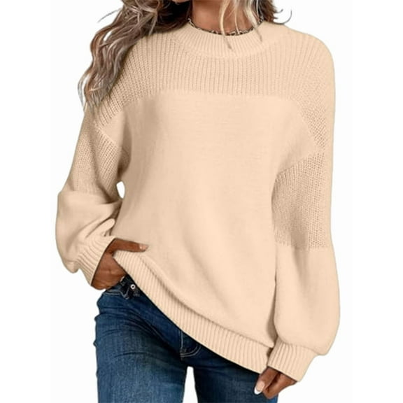 Women'S Casual Long Sleeve Sweaters Loose Crewneck Knit Solid Pullover Sweater Jumper Tops  M