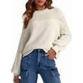 thumbnail image 1 of Women'S Casual Long Sleeve Sweaters Loose Crewneck Knit Solid Pullover Sweater Jumper Tops White XL, 1 of 5