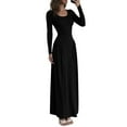 thumbnail image 1 of Women'S Casual Long Sleeve U-Neck Solid Color High Waist Bodycon Maxi Dress, 1 of 8