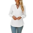 thumbnail image 1 of Women'S Casual Long Sleeve V-Neck Pullover Shirt Top White XL, 1 of 9