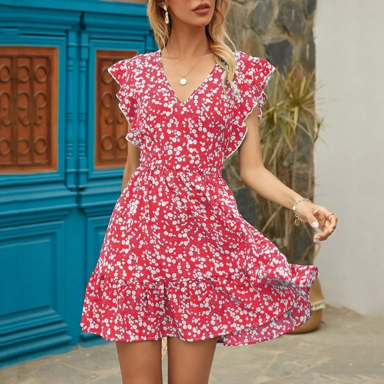 Women'S Casual Long-Sleeved Floral Print And Elegant Temperament Waist  Dress Summer Dresses for Tall Women Same Day Delivery Dress Cotton Dresses  for Women Casual Summer Beach T Shirts for Women 