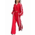 thumbnail image 1 of Women'S Casual Long-Sleeved Pants Two-Piece Set Red M, 1 of 5