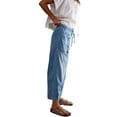 thumbnail image 1 of Women'S Casual Loose Low-Rise Denim Cropped Pants Elastic Waistband Pockets Light Blue XXL, 1 of 8