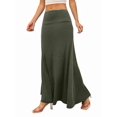 thumbnail image 1 of Women'S Casual Mid Long Skirts Stretchy Ultra-Soft Flowy Maxi Formal Skirts High Waist Lounge Skirts  Green M, 1 of 5