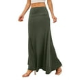 thumbnail image 1 of Women'S Casual Mid Long Skirts Stretchy Ultra-Soft Flowy Maxi Formal Skirts High Waist Lounge Skirts  Green XL, 1 of 5