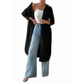 thumbnail image 1 of Women'S Casual Mid-Sleeves Button Down Shirts Solid Lapel Long Blouses Tops Black XL, 1 of 9