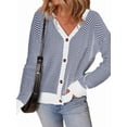 thumbnail image 1 of Women'S Casual Open Front Long Sleeve Chunky Knit Striped Cardigan Sweaters Outerwear Coats Blue S, 1 of 6