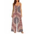 thumbnail image 1 of Women'S Casual Paisley Pattern Omper Spaghetti Strap Wide Leg Jumpsuit Summer Outfits With Pockets, 1 of 5