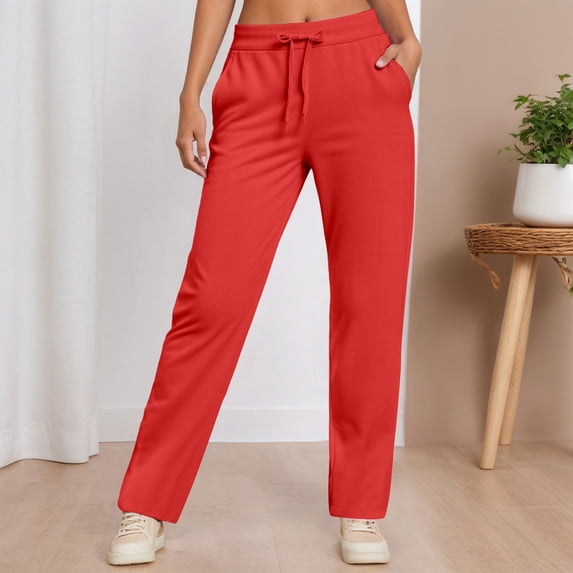 Women'S Casual Pants Women'S Casual Pants High Waisted Straight Leg Pants Elastic Waistband Comfortable Trousers For Daily Wear Autumn Winter RD1 L