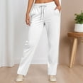 thumbnail image 1 of Women'S Casual Pants Women'S Casual Pants High Waisted Straight Leg Pants Elastic Waistband Comfortable Trousers For Daily Wear Autumn Winter White L, 1 of 4