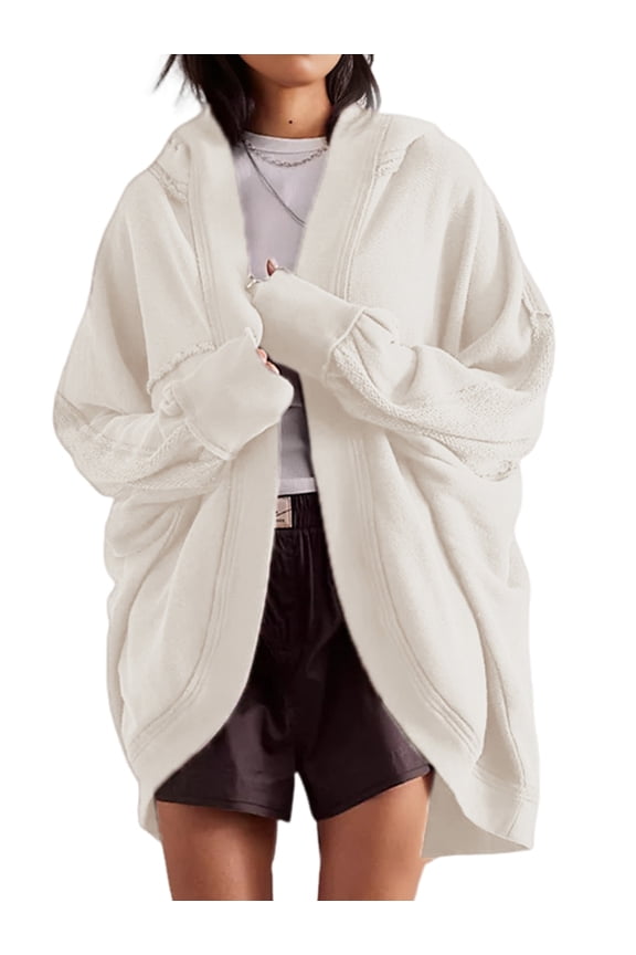 Women'S Casual Retro Cardigan Long Sleeve Fall Spring Jackets with Pockets White S