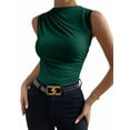 thumbnail image 1 of Women'S Casual Ruched Mock Neck Tank Top Sleeveless Slim Fit Work Shirt Tops Dark Green XL, 1 of 6