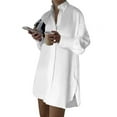 thumbnail image 1 of Women'S Casual Shirt Dress Collar V Neck Button Down Loose Long Sleeve Mini Dresses White XXXL, 1 of 7