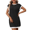 thumbnail image 1 of Women'S Casual Spring Summer Dresses Fashion Cap Sleeve Color Block Crewneck Shif Mini Dress Black & Gray M, 1 of 8