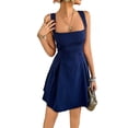 thumbnail image 1 of Olabelle Women'S Casual Square Neck Sleeveless Tank Top Flare Mini Dress A Line Party Club Dresses Navy Blue M, 1 of 8