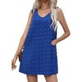 thumbnail image 1 of Women'S Casual Summer Sun Dresses Polka Dot Beach Cover Up V Neck Sleeveless Tank Dress with Pockets Blue L, 1 of 8