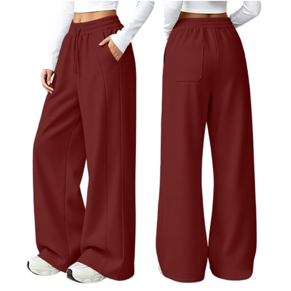 Women'S Casual Sweatpants Solid Color Elastic Waist Straight Slim Side Line Track Casual Drawstring Sports Lounge Joggers Running Athletic Workout (Available in Plus Size)