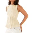 thumbnail image 1 of Women'S Casual Tank Tops Sleeveless Ruched Work Blouse Fitted 2025 Trendy Shirts Light Yellow L, 1 of 5