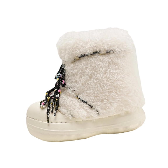 Women'S Casual Thick Sole Warm Fuzzy Snow Boots Winter