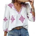 thumbnail image 1 of Women'S Casual V Neck Floral Print Chiffon Blouses 3/4 Sleeve Boho Summer Tops Shirts Pink S, 1 of 9