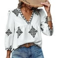 thumbnail image 1 of Women'S Casual V Neck Floral Print Chiffon Blouses 3/4 Sleeve Boho Summer Tops Shirts, 1 of 9