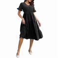 thumbnail image 1 of Women'S Casual V-Neck Ruffle Short Sleeve Dress A-Line Flowy Midi Dresses, 1 of 7