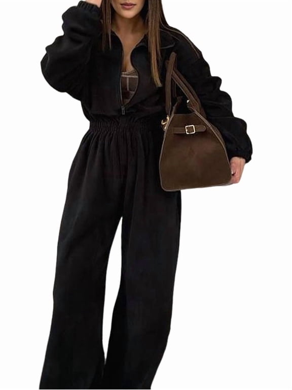 Women'S Casual Zip-Up Jumpsuit, Autumn Fashion Waist-Cinching One-Piece Suit, One-Piece Sportswear