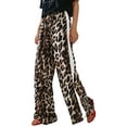 thumbnail image 1 of Women'S Cheetah Print Wide Leg Baggy Pants Y2k Side Loose Streetwear Trousers Brown & White. S, 1 of 8