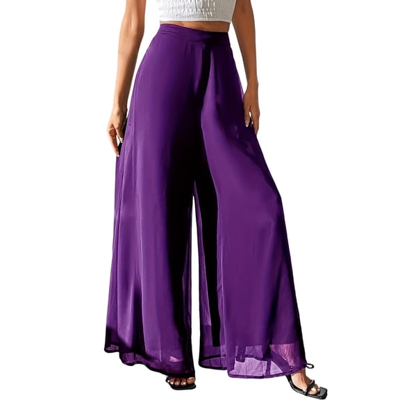 Women'S Chiffon Dress Beach Wide Leg Palazzo Pants Trouser M