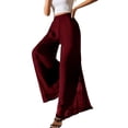 thumbnail image 1 of Women'S Chiffon Dress Beach Wide Leg Palazzo Pants Trouser Wine Red XXL, 1 of 7