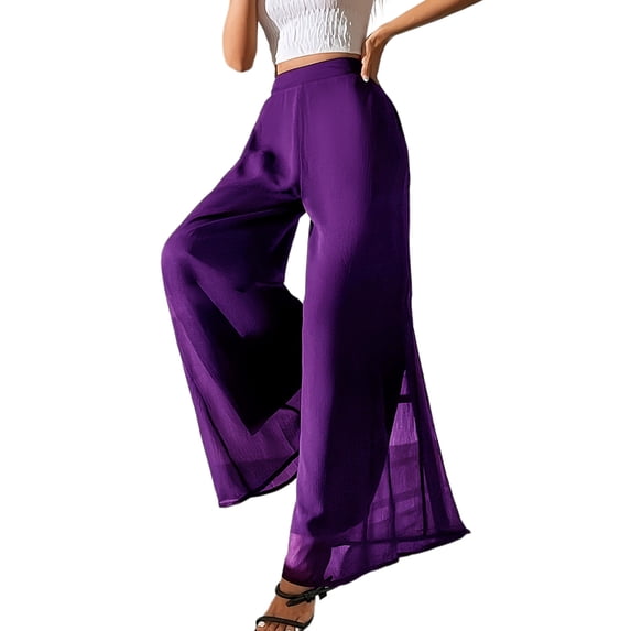 Women'S Chiffon Dress Beach Wide Leg Palazzo Pants Trouser XL