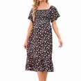 thumbnail image 1 of Women'S Chiffon Floral Dresses Casual Summer Boho Flutter Sleeve Flowy Western Dress MY112 Black L, 1 of 5