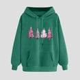 thumbnail image 1 of Women'S Christmas Hooded Cute Christmas Tree Print Sweatshirts Long Sleeved Loose Comfortable Fleece Hooded Tops Green XL, 1 of 5