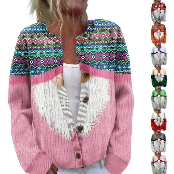 Women'S Christmas Sweater Cute Fun Christmas Sweater Fall And Winter Long Sleeve Knitted Sweater for Fall and Winter, Festive and Cozy, Great as Christmas Sweaters for Women and Christmas Gifts,Red,S