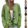 thumbnail image 1 of Women'S Christmas Sweater Cute Fun Christmas Sweater Fall And Winter Long Sleeve Knitted Sweater for Fall and Winter, Festive and Cozy, Great as Christmas Sweaters for Women ,Army Green,L, 1 of 7