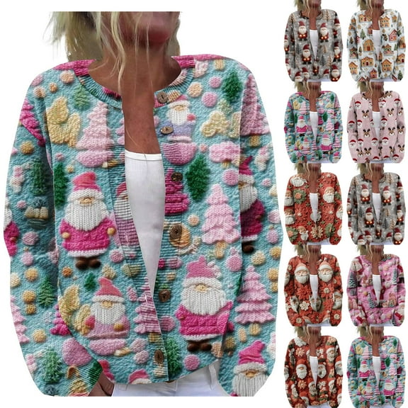 Women'S Christmas Sweater Cute Fun Christmas Sweater Fall And Winter Long Sleeve Knitted Sweater for Fall and Winter, Festive and Cozy, Great as Christmas Sweaters for Women ,Pink,S