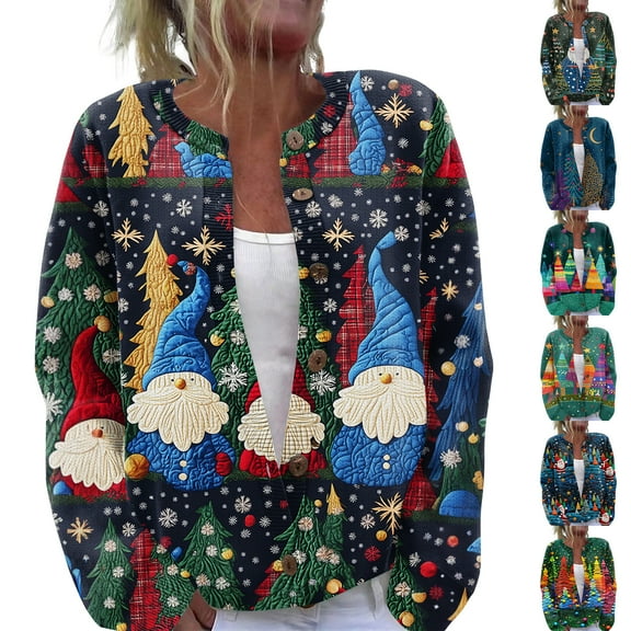 Women'S Christmas Sweater Cute Fun Christmas Sweater Fall And Winter Long Sleeve Knitted Sweater for Fall and Winter, Festive and Cozy, Ideal as Christmas Sweaters for Women ,Blue,S