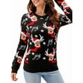 thumbnail image 1 of Women'S Christmas Sweater Fall Winter Xmas Top Long Sleeve Round Neck Knitted Sweater Chunky Casual Pullover Top Black L, 1 of 6